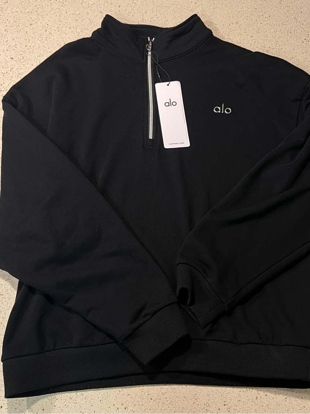 ALO Yoga Black QuarterZip Pullover Sweatshirt